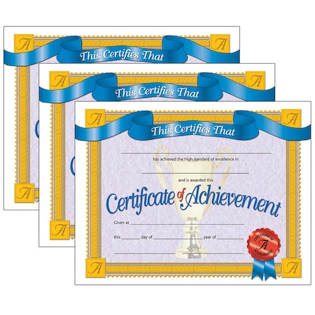 Certificate Of Achievement, PK90, Color: Multi
